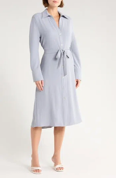 Vince Long Sleeve Belted Shirtdress In Blue