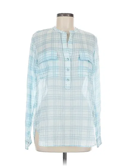 Pre-owned Vince Long Sleeve Blouse In Blue