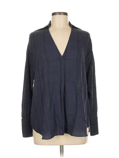 Pre-owned Vince Long Sleeve Blouse In Blue