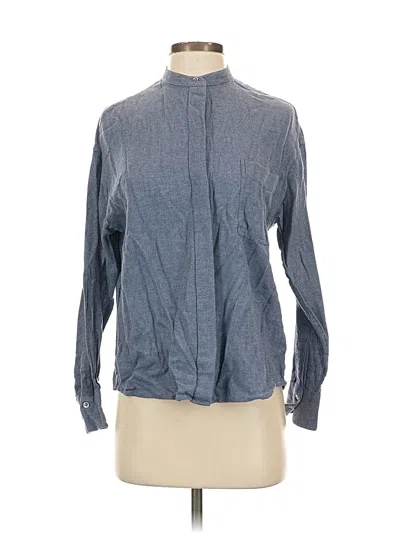 Pre-owned Vince Long Sleeve Blouse In Blue