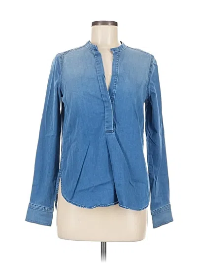 Pre-owned Vince Long Sleeve Blouse In Blue