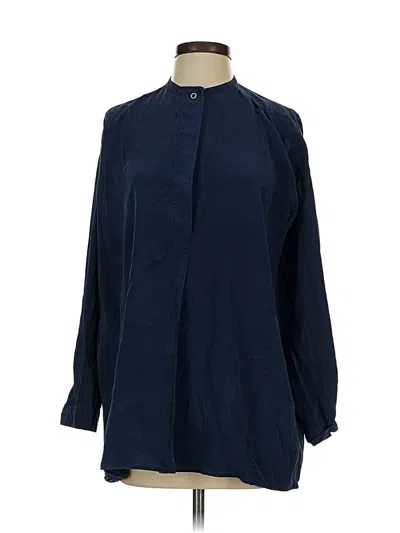 Pre-owned Vince Long Sleeve Blouse In Blue