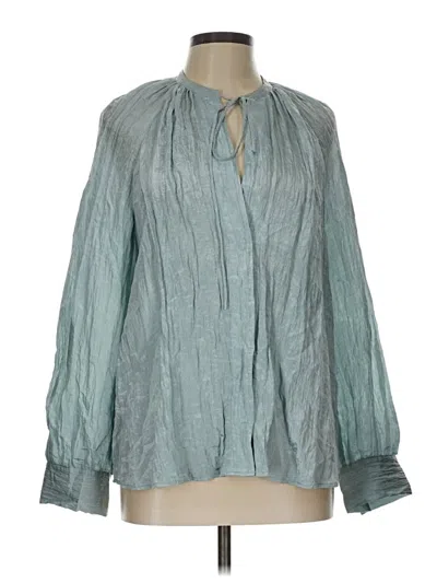 Pre-owned Vince Long Sleeve Blouse In Blue