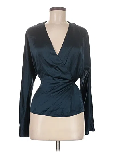 Pre-owned Vince Long Sleeve Blouse In Blue