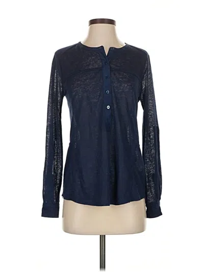 Pre-owned Vince Long Sleeve Blouse In Blue