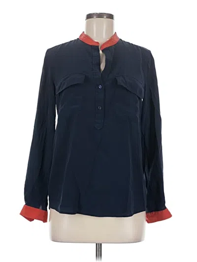 Pre-owned Vince Long Sleeve Blouse In Blue