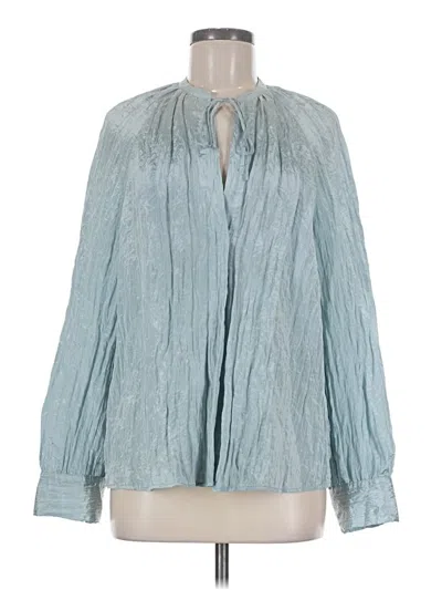 Pre-owned Vince Long Sleeve Blouse In Blue