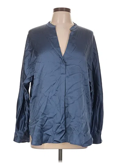 Pre-owned Vince Long Sleeve Blouse In Blue
