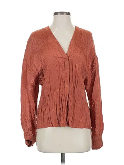 Pre-owned Vince Long Sleeve Blouse In Brown