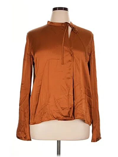 Pre-owned Vince Long Sleeve Blouse In Brown