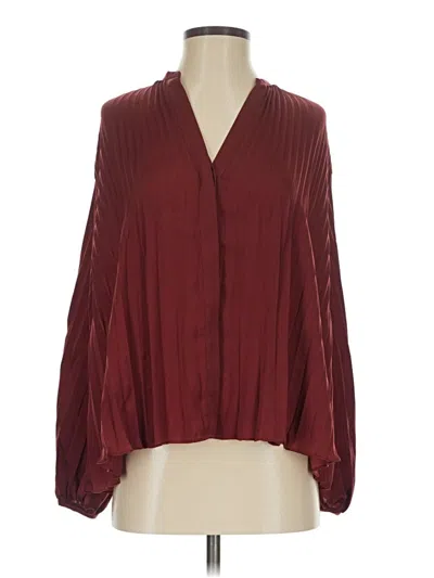 Pre-owned Vince Long Sleeve Blouse In Burgundy