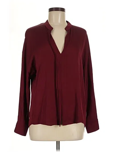 Pre-owned Vince Long Sleeve Blouse In Burgundy