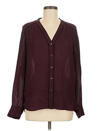 Pre-owned Vince Long Sleeve Blouse In Burgundy