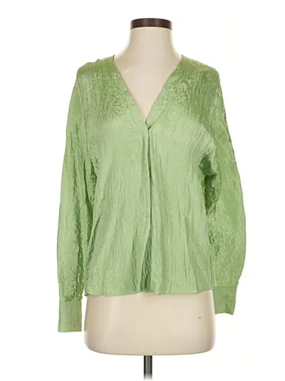 Pre-owned Vince Long Sleeve Blouse In Green