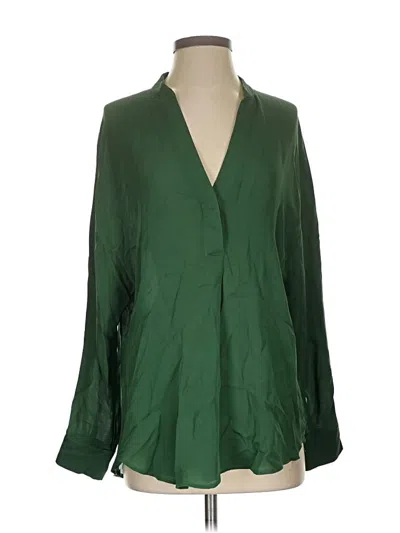 Pre-owned Vince Long Sleeve Blouse In Green