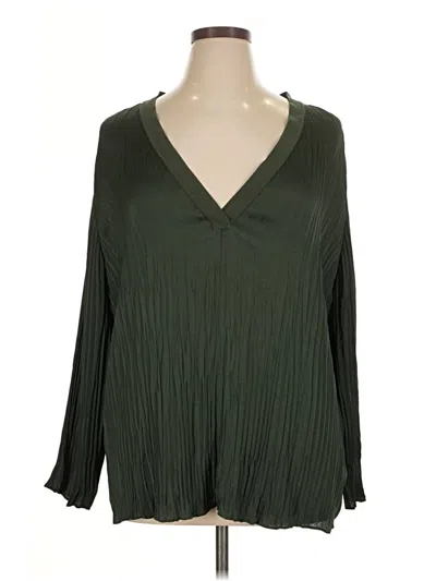 Pre-owned Vince Long Sleeve Blouse In Green