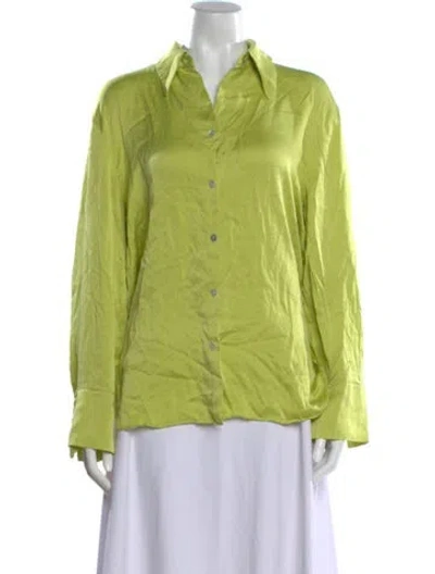 Pre-owned Vince Long Sleeve Blouse In Green