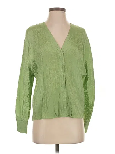 Pre-owned Vince Long Sleeve Blouse In Green