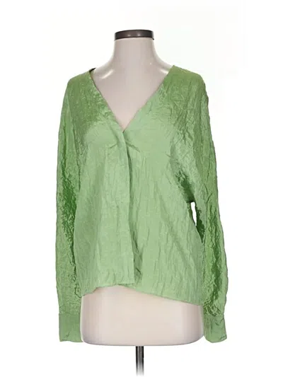 Pre-owned Vince Long Sleeve Blouse In Green