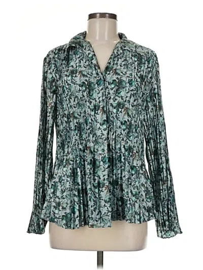 Pre-owned Vince Long Sleeve Blouse In Green