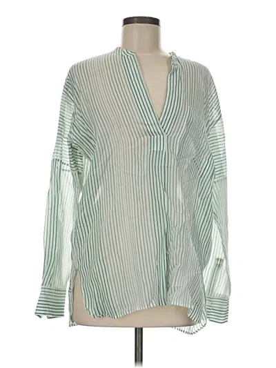 Pre-owned Vince Long Sleeve Blouse In Green