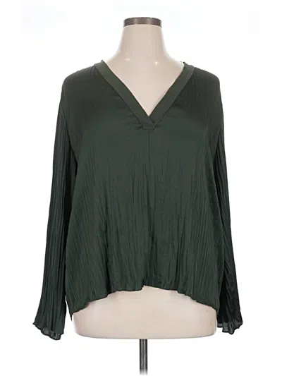 Pre-owned Vince Long Sleeve Blouse In Green