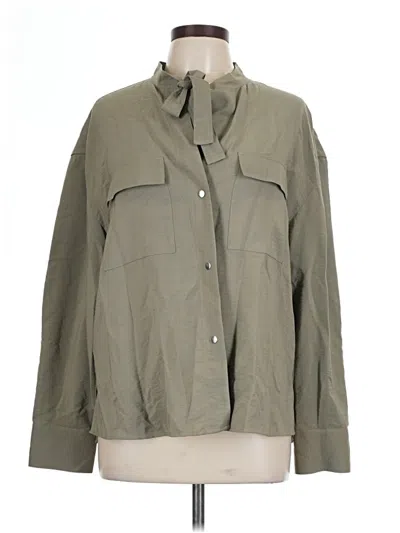 Pre-owned Vince Long Sleeve Blouse In Green