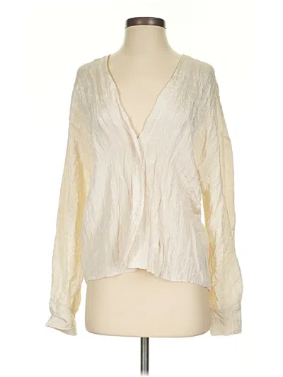 Pre-owned Vince Long Sleeve Blouse In Ivory