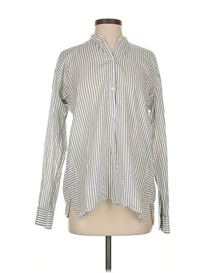 Pre-owned Vince Long Sleeve Blouse In Silver