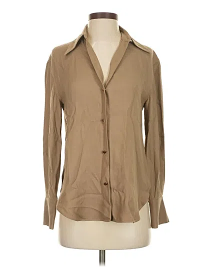 Pre-owned Vince Long Sleeve Blouse In Tan