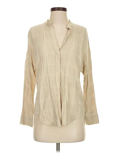 Pre-owned Vince Long Sleeve Blouse In Tan