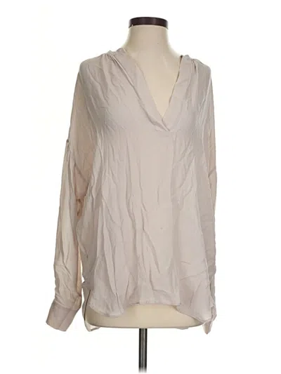 Pre-owned Vince Long Sleeve Blouse In Tan