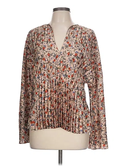 Vince Long Sleeve Blouse In Tan