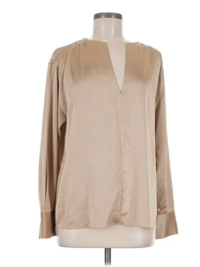 Pre-owned Vince Long Sleeve Blouse In Tan