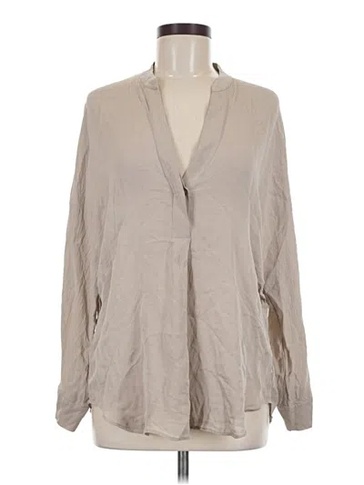 Pre-owned Vince Long Sleeve Blouse In Tan
