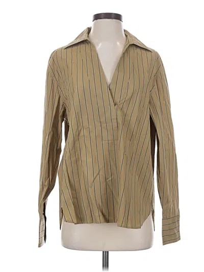Pre-owned Vince Long Sleeve Blouse In Tan