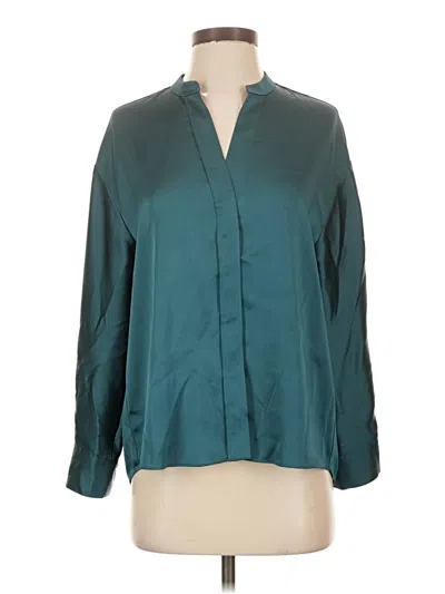 Pre-owned Vince Long Sleeve Blouse In Teal
