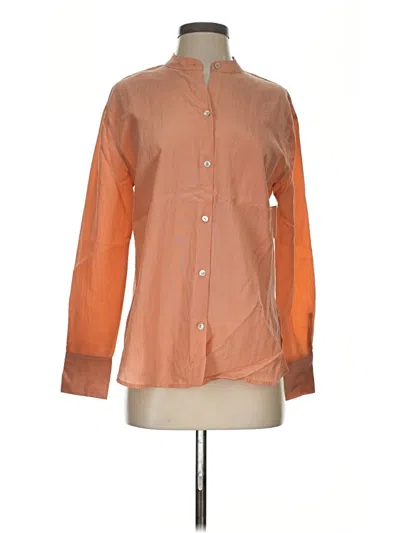 Vince Long Sleeve Button Down Shirt In Orange
