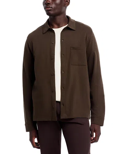 Vince Long Sleeve Button Front Shirt In Night Moss