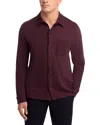 Vince Sueded Knit Button-up Shirt In Burgundy