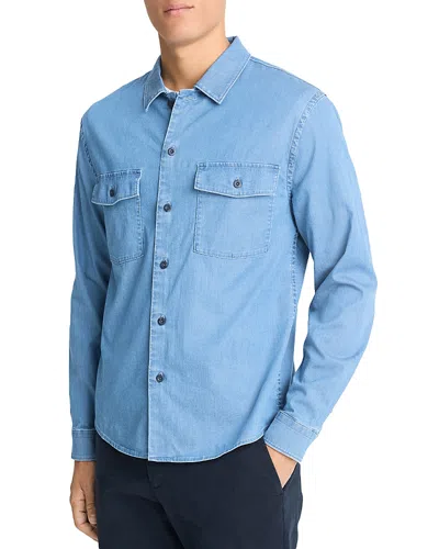 Vince Long Sleeve Button Front Shirt In Washed Waterfall