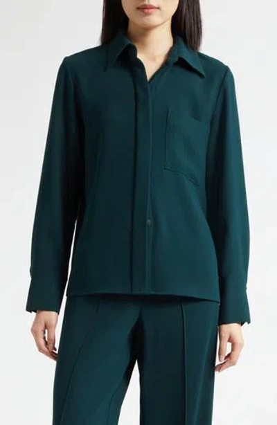 Vince Long Sleeve Button-up Shirt In Green