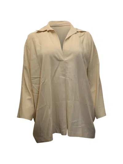 Pre-owned Vince Long-sleeve Collared Blouse In Neutral