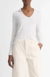 Vince Open Neck Polo Shirt In Off White