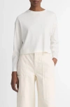Vince Long Sleeve Cotton Crop T-shirt In Off White