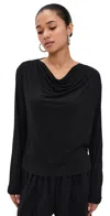 Vince Long Sleeve Cowl Neck Shirt Black In Animal Print