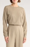 Vince Long Sleeve Drop Shoulder Top In Neutral