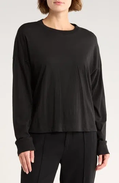 Vince Long Sleeve Drop Shoulder Top In Black