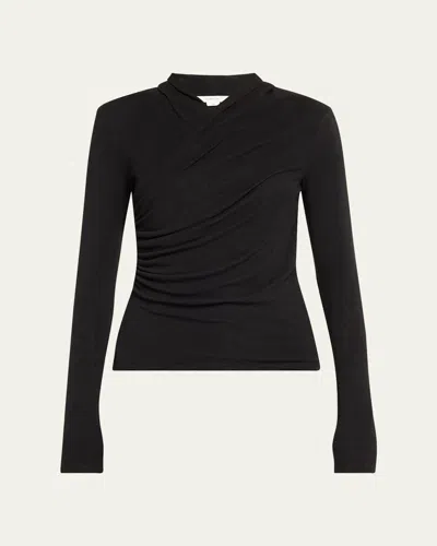VINCE LONG-SLEEVE FAUX-WRAP TOP