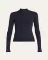 Vince Long Sleeve Knit Wrap Top In Coastal Blue